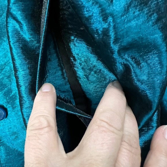 Chico's Women's Teal Blue Button Front Jacket with Pockets Size 2 - Picture 4 of 9